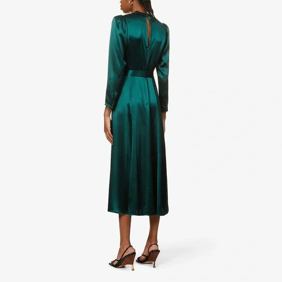 Reformation Julius Silk Dress In Forest, NWOT, NEVER WORN, NO FLAWS. - Picture 6 of 10